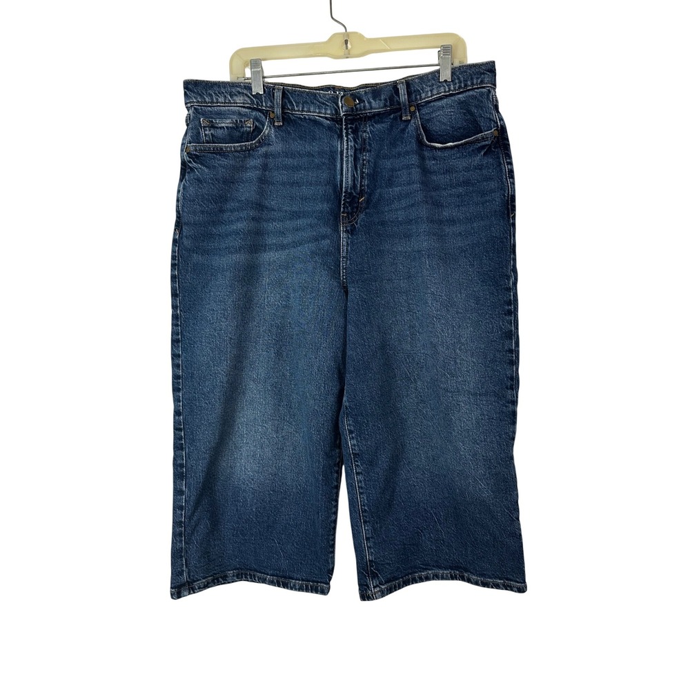 a.n.a High Rise Wide Leg Crop Jeans Womens 14 Casual Preppy Comfort Stretch Blue